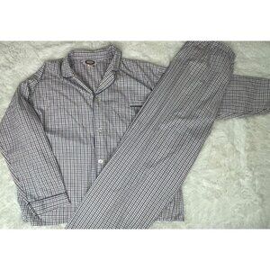 Alexander Lloyd 2 Piece 3XL Tall Pajama Set Lightweight Long Sleeve White Blue